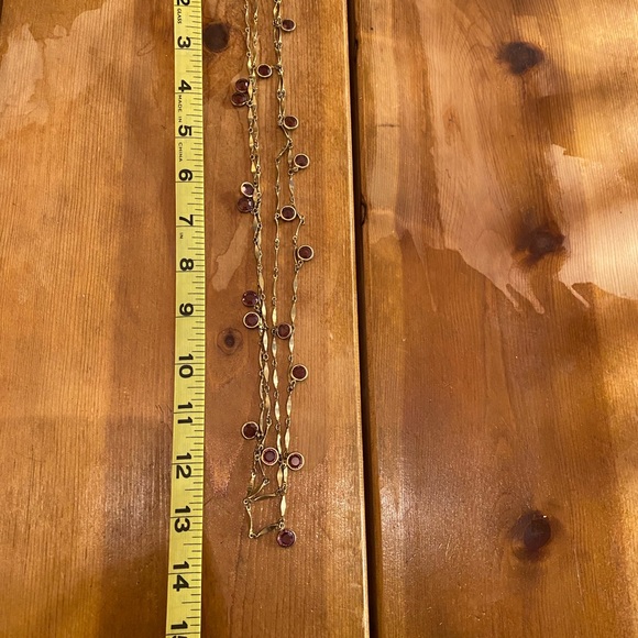 Long Layering Gold Chain Necklace with Purple Glass Beads - Picture 9 of 9